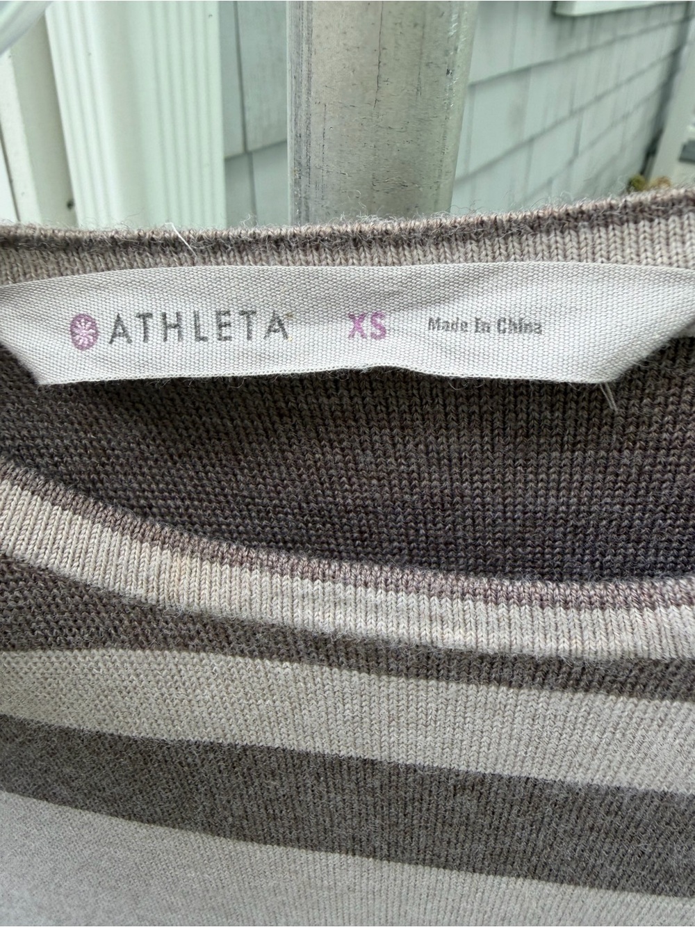 Athleta Two-Tone Long Sleeve A-Line Dress in Light Gray & Cream - minimalist - Picture 2 of 8